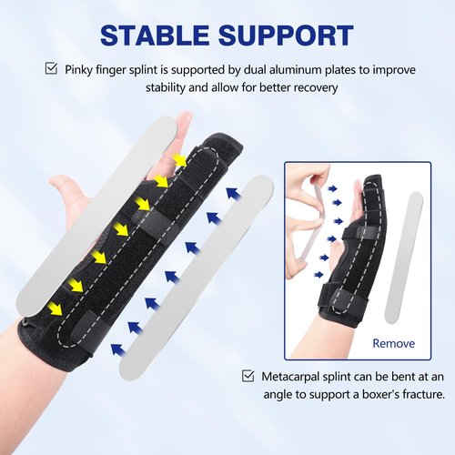 Cozyhealth Boxer Finger Splint Brace, Supports Pinky, Ring, Knuckles - Right or Left Adjustable Metacarpal Hand Brace, Straightening for Trigger Finger, Injury, Fracture, Broken, Tendonitis (9 inch)