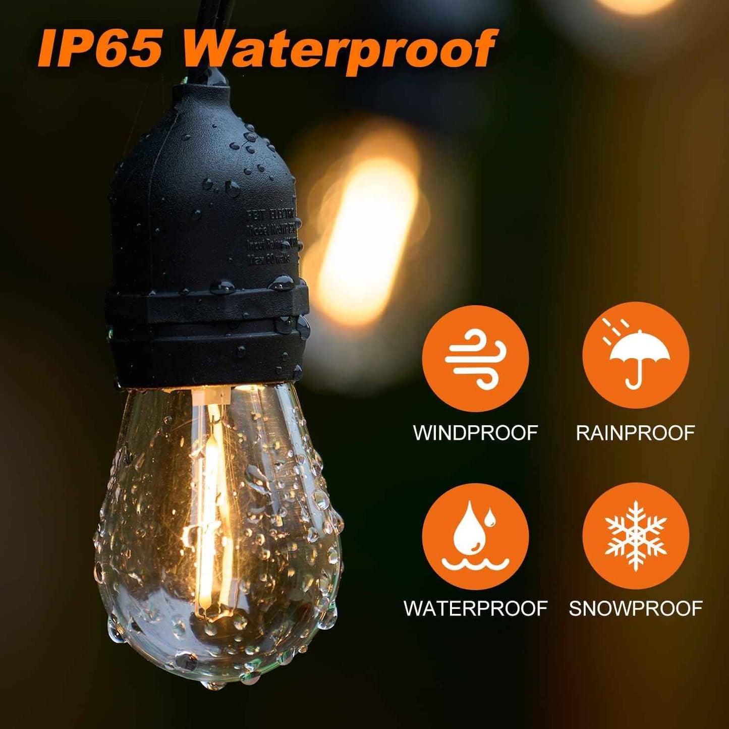 VOLIVO 30 Pack LED S14 Replacement Light Bulbs,1 Watt Shatterproof & Waterproof for Outdoor String Lights, Warm White Edison Vintage Style, Equivalent to 11w Incandescent Bulbs, E26 Medium Screw Base