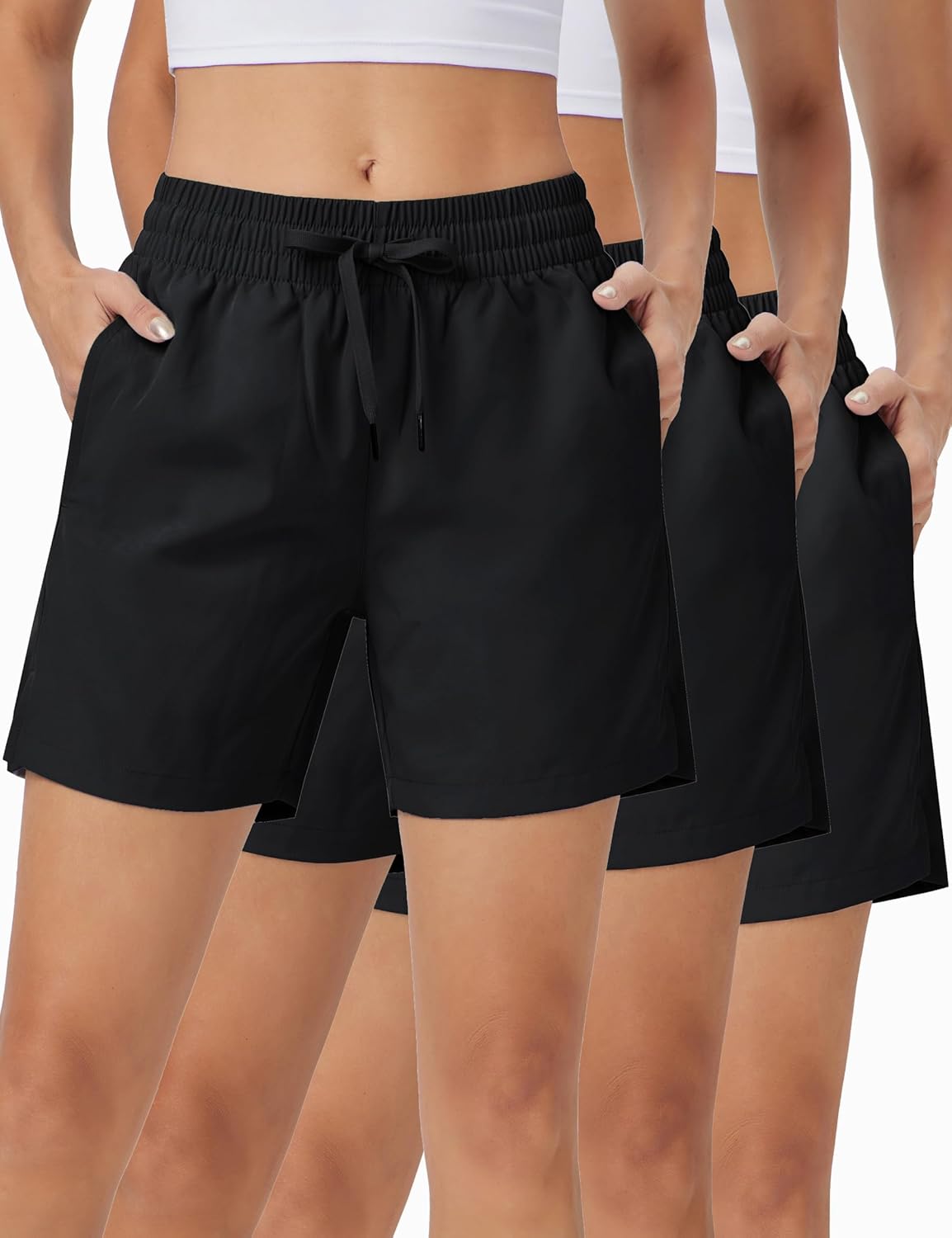 ZUTY Women's Athletic Shorts - Lightweight Quick-Dry Running Shorts with Pockets | 3-Pack Set