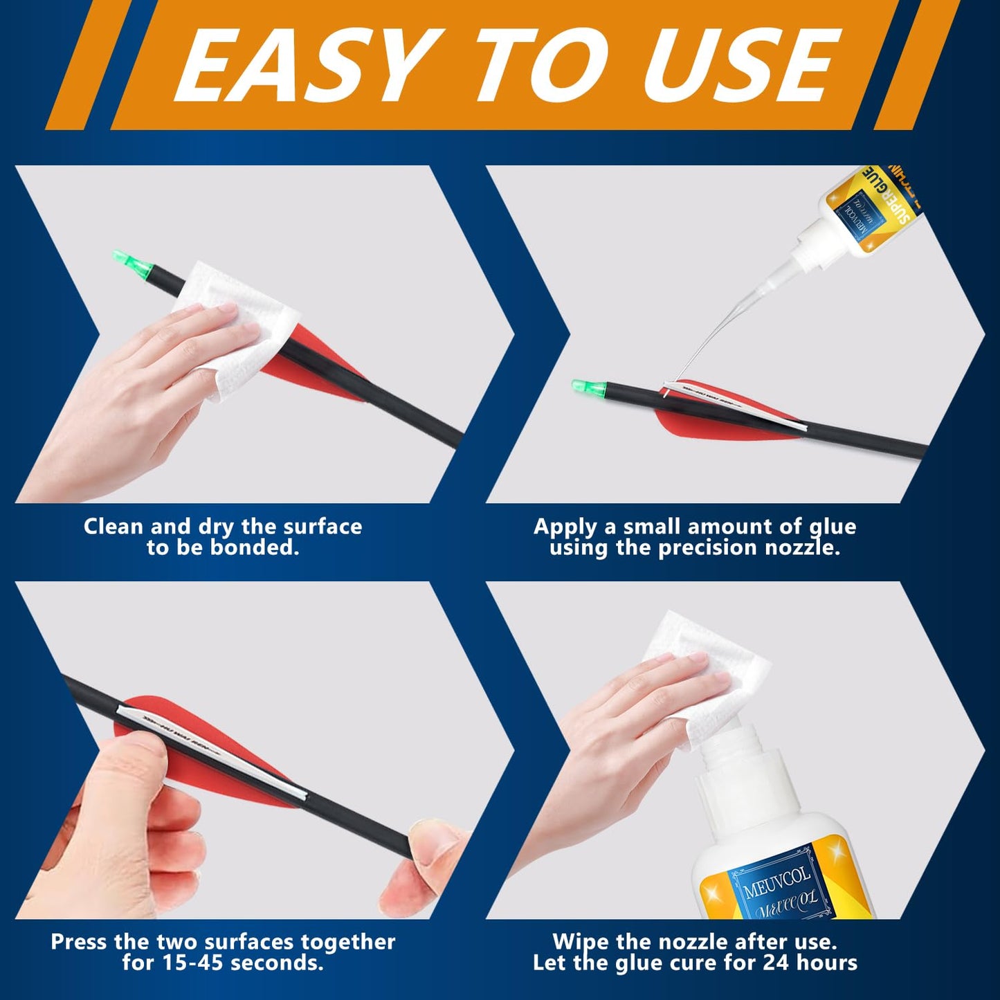 Fletching Glue 100g, Heavy Duty Arrow Glue Kit for Carbon, Aluminum, Wood Shafts, Instant & Clear Arrow Insert Adhesive Bonder for Fletching Vanes, Feathers and Inserts
