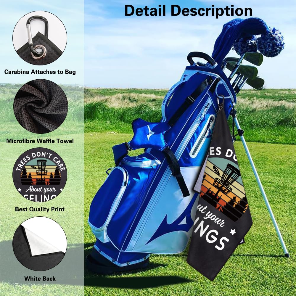 Msticey Tree Don't Care About Your Feelings Printed Microfiber Towel, Disc Golfer Gift for Dad, Father's Day, Disc Golf Accessories