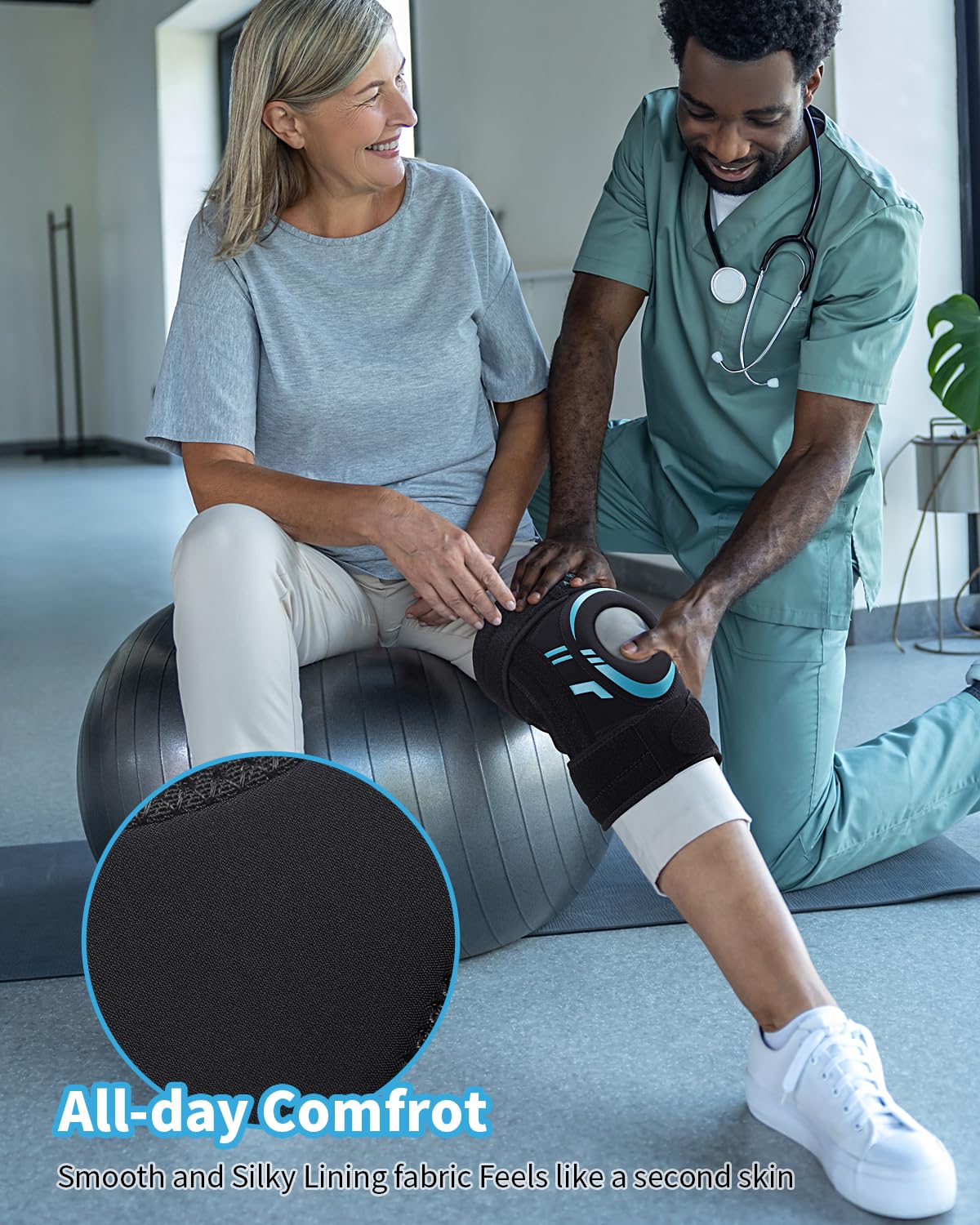 ABYON Knee Brace for Men & Women – Plus Size Adjustable Knee Support for Knee Pain, Meniscus Tear, Arthritis, Acl, Mcl.Neoprene Patella Stability Wrap with Side Spring Stabilizers for Pain Relief & Injury Recovery – See How to Size Video Before Ordering