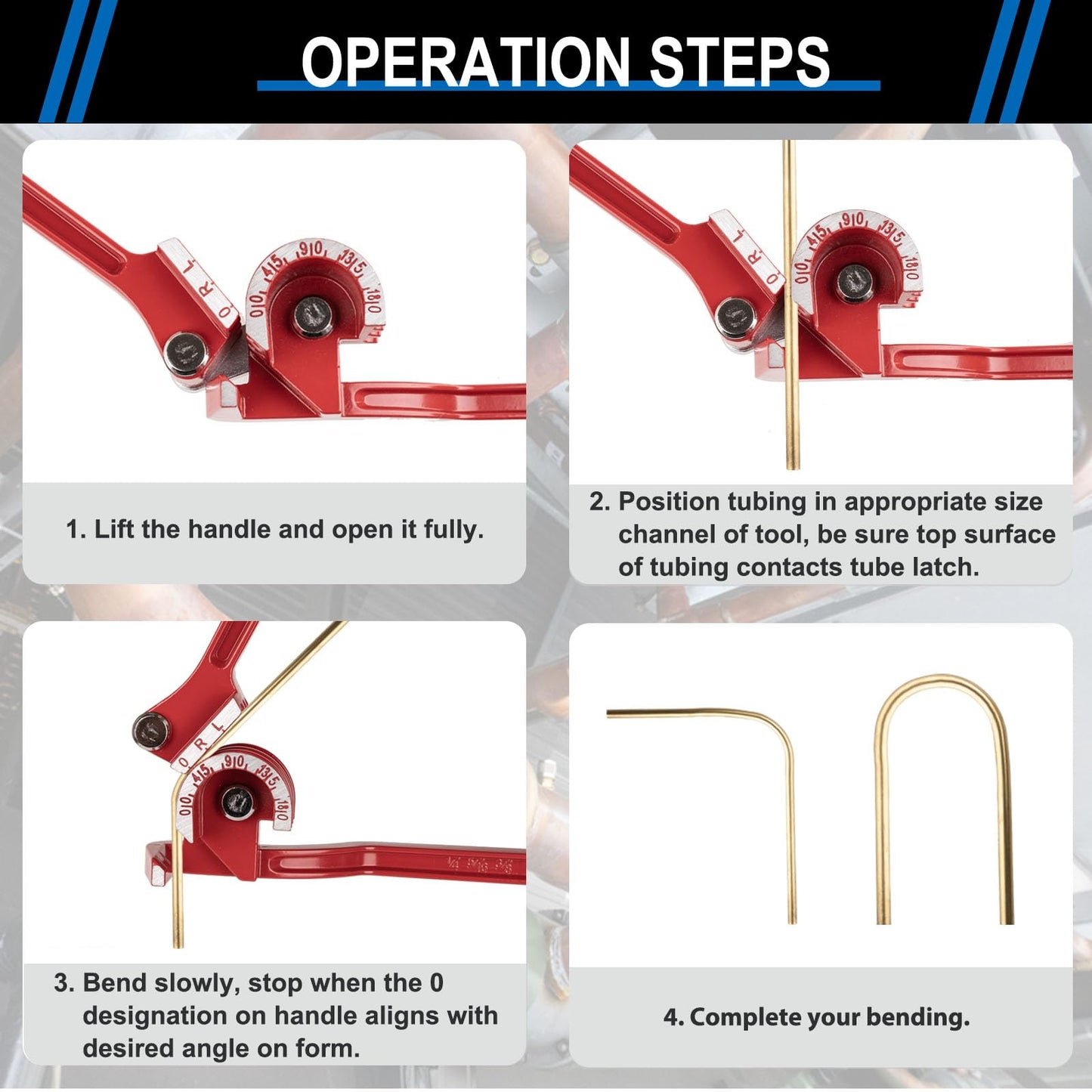 SYIZYEN 3 In 1 Tubing Bender, 0-180 Degrees Tube Bender Manual Pipe Bender Tool for 1/4 5/16 3/8 Inch Copper Aluminum Brass and Thin Steel Pipes(Red)
