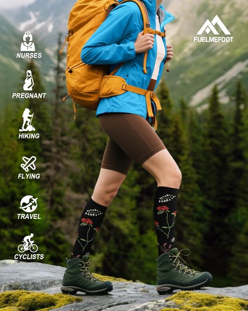 FuelMeFoot Compression Socks - 15-20mmHg Graduated Support for Men & Women | Knee High, Ideal for Nurses & Athletes