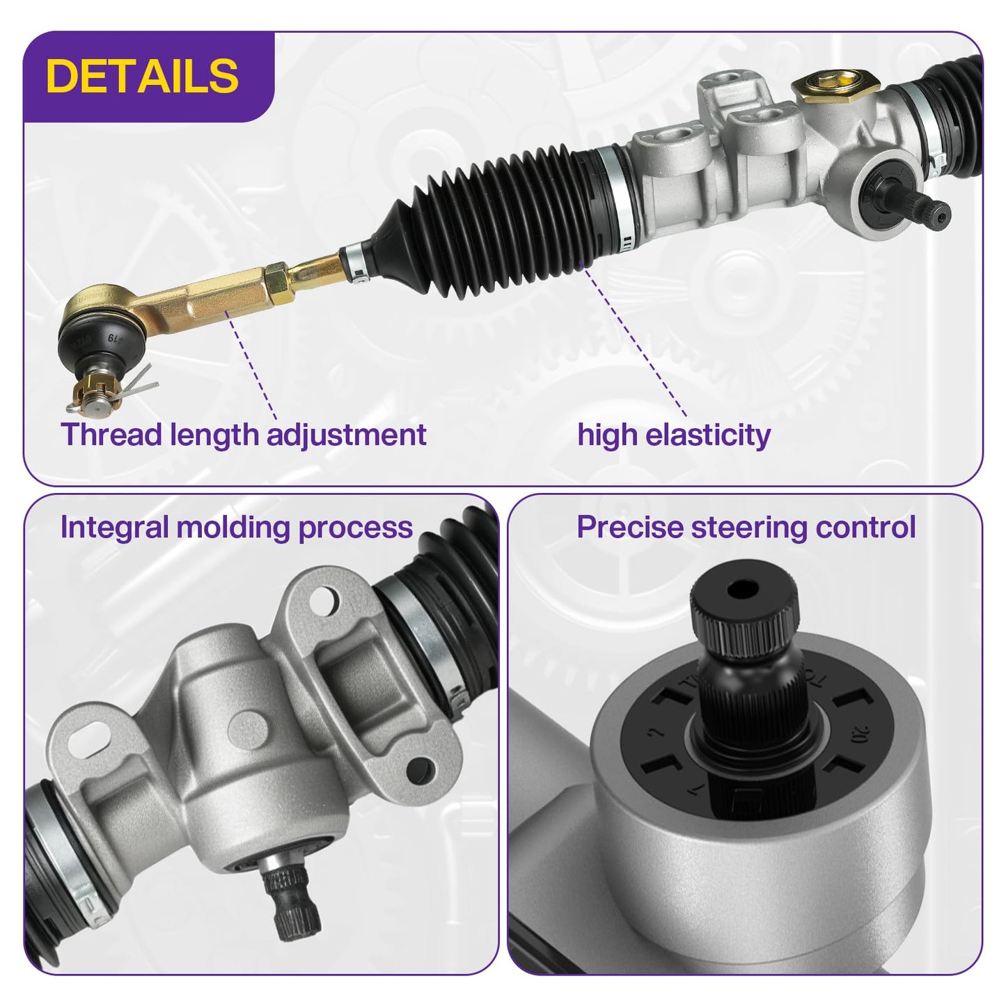 EZGO RXV Steering Gear Box Assembly, Golf Cart Steering Rack Fits EZGO RXV 2008-UP Gas and Electric Models, EZGO Steering Rack Golf Cart Steering Gear Box Assembly Replaces OEM# 601500 618329