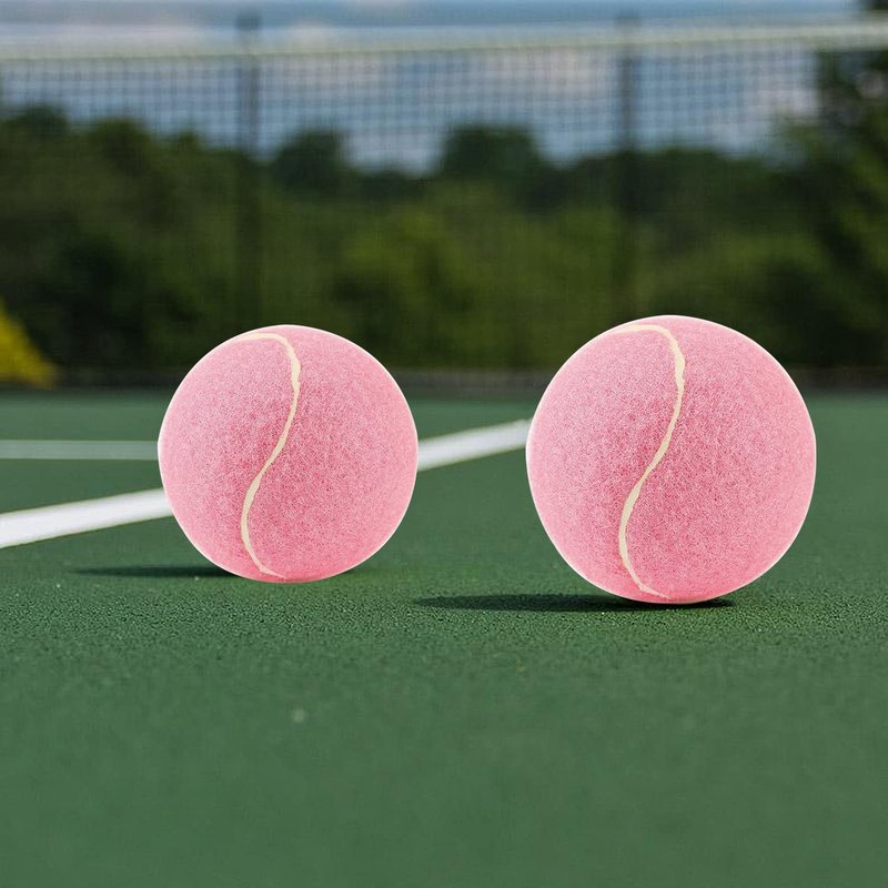 URBEST Tennis Balls, 12 Packs Training Tennis Balls Practice Balls for Novice Player, Pet Dog Playing Balls with Mesh Carry Bag (Light Pink)