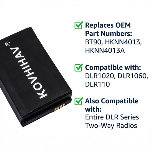 BUSFUIVA BT90 Walkie-Talkie Battery Compatible with DLR1020 DLR1060 DLR110 DLR Series HKNN4013 HKNN4013A