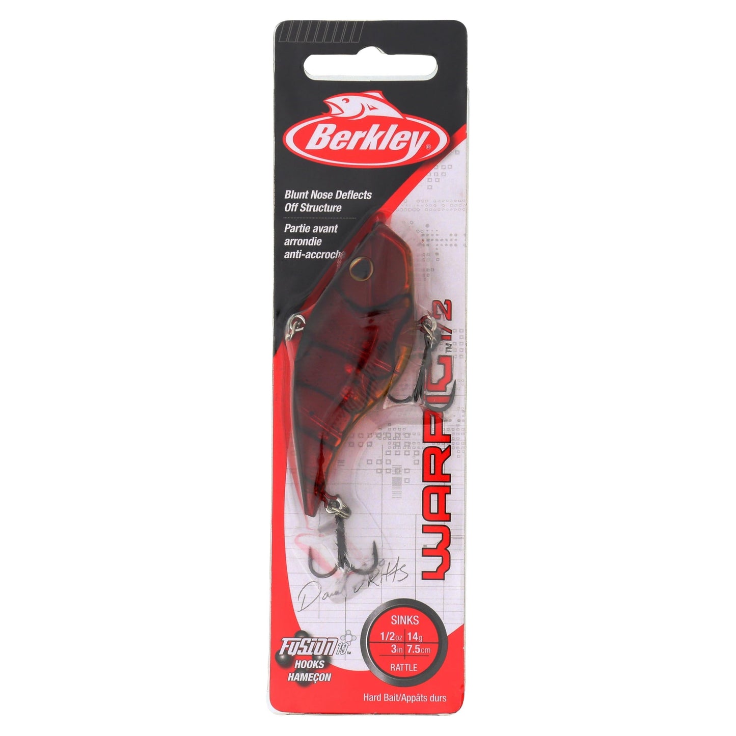 Berkley Warpig Fishing Lure, Ghost Red Craw, 1/2 oz, 3in | 8 cm, Lipless Sinking Bait Features Aggressive Action with Maximum Sound and Vibration