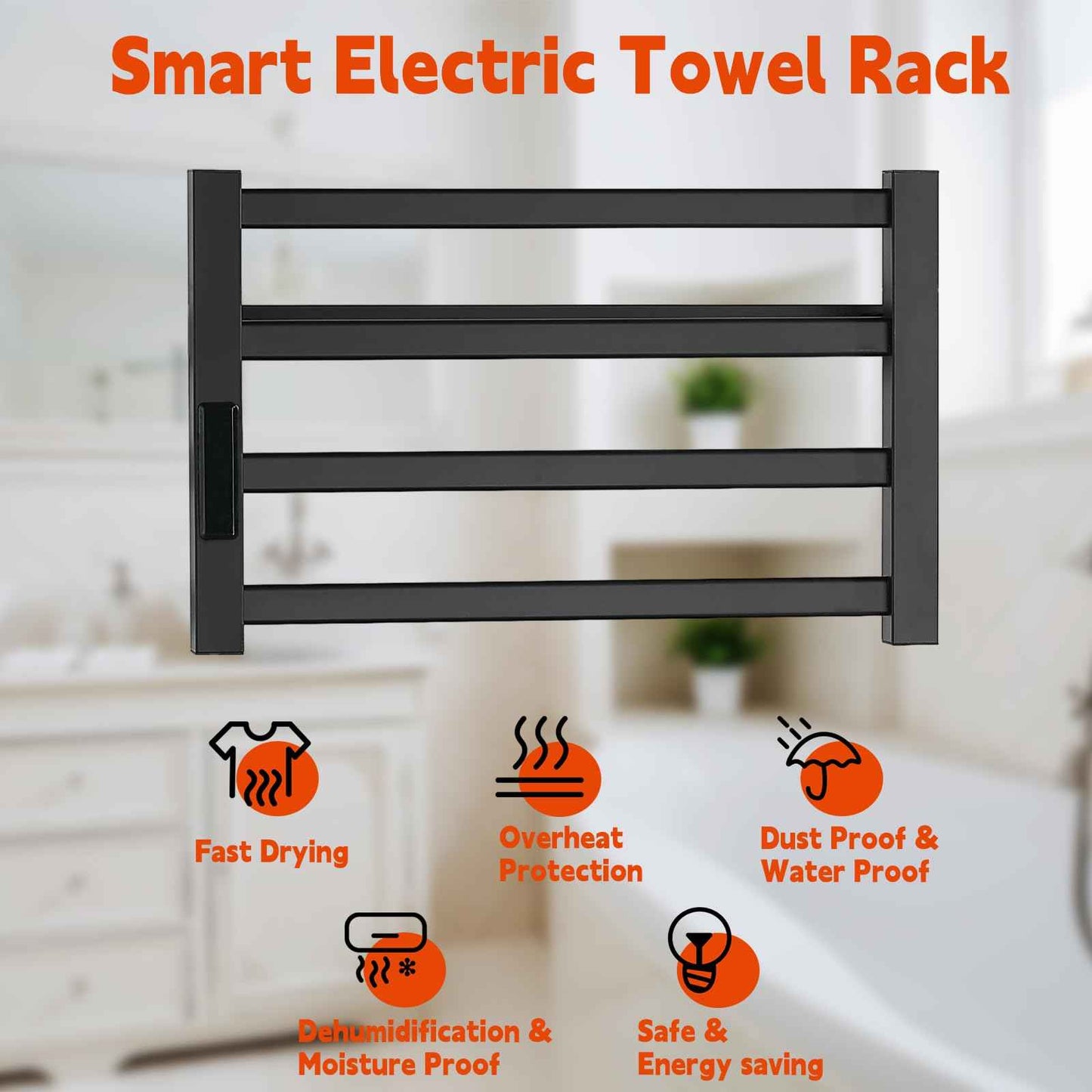Heated Towel Rack，Towel Warmer with Built-in Timer, Stainless Steel Electric Towel Dryer Wall-Mounted Bath Heater
