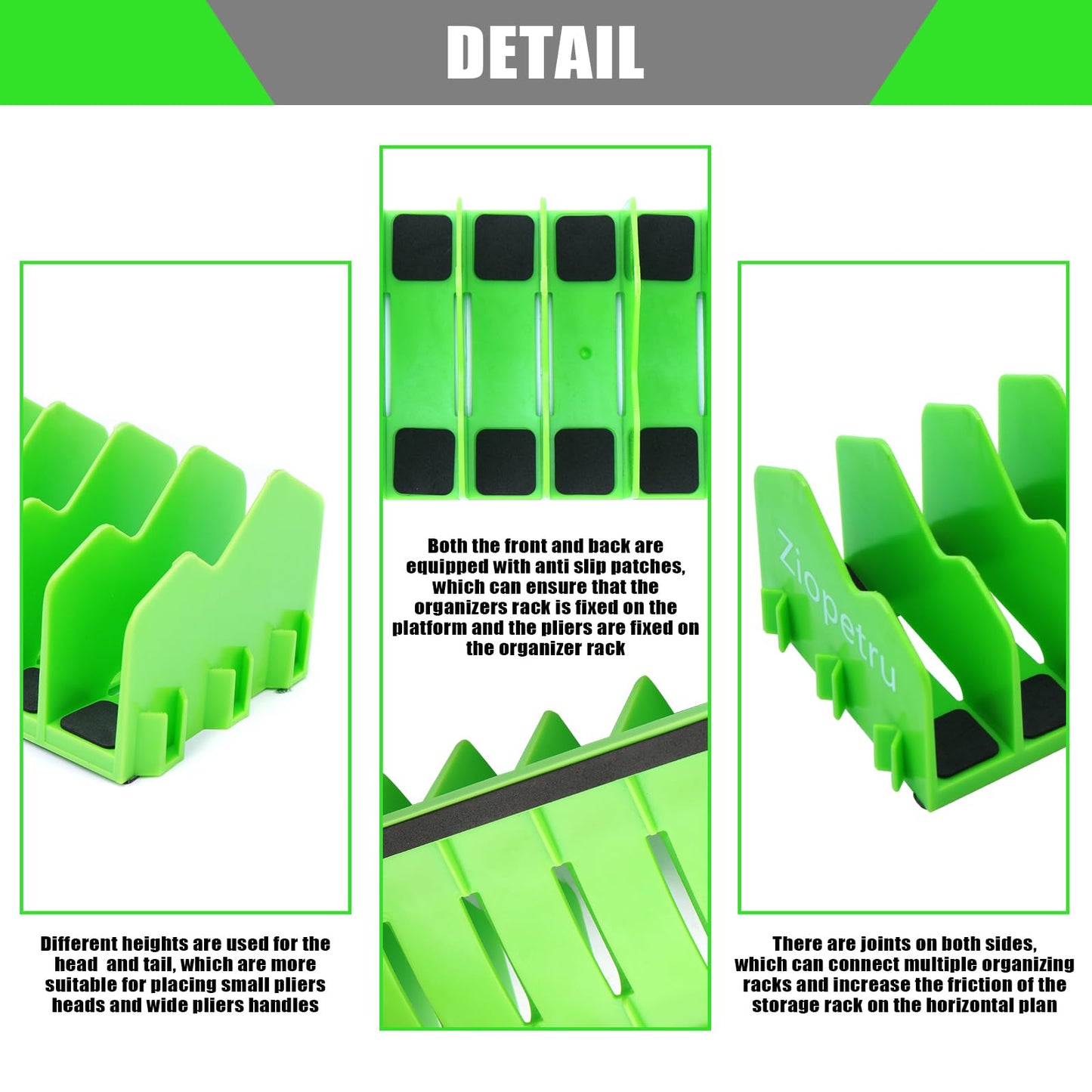 Ziopetru Plier Organizer Rack, 10-Slot Pliers Organizer for Tool Box Drawer, Tools Organizers Players with Non-Slip Rubber Base, Fits 0.8" Tools, 3" H Drawers（1 Pack