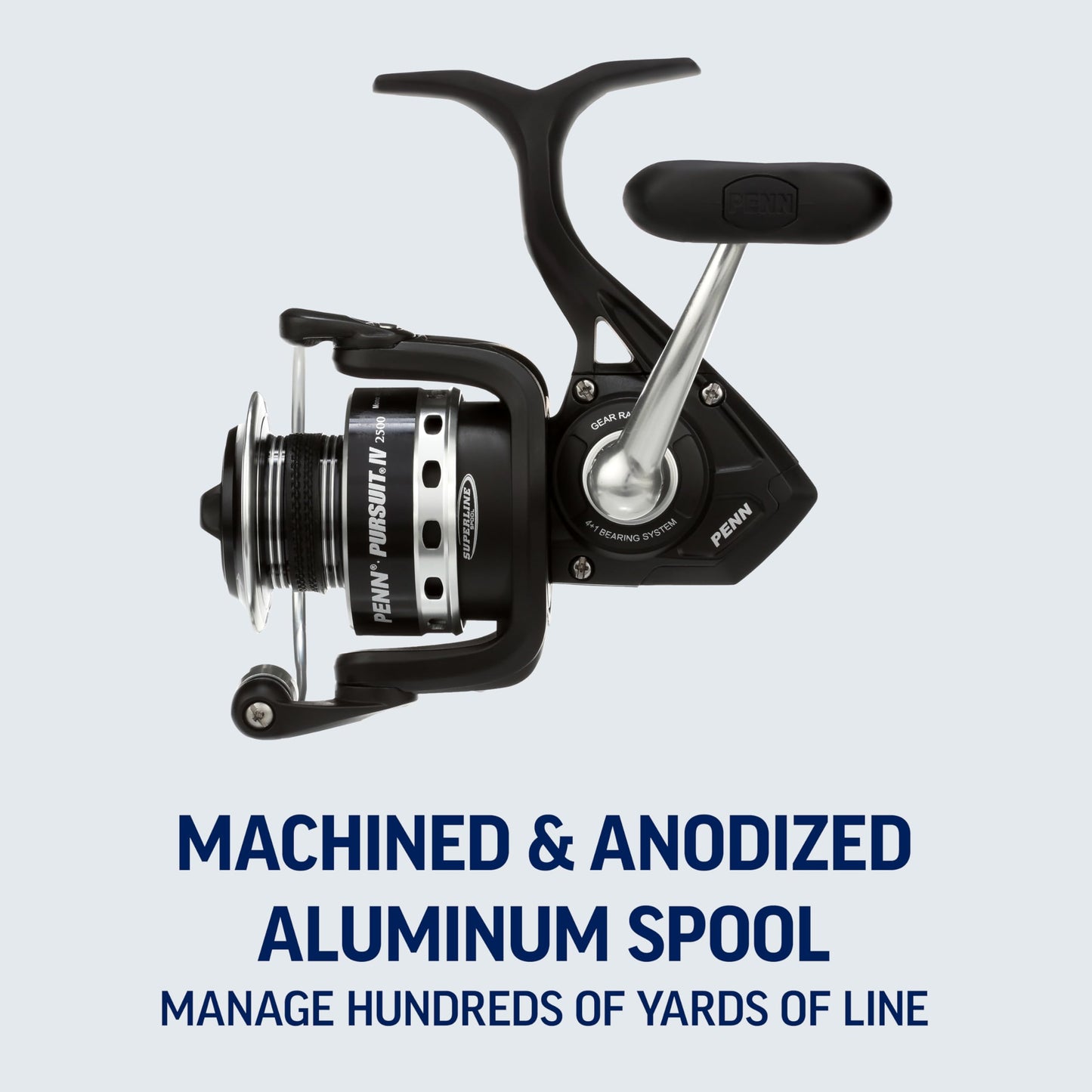 PENN Pursuit IV Inshore/Nearshore Spinning Fishing Reel, Size 5000, HT-100 Front Drag, Max of 20lb, 5 Sealed Stainless Steel Ball Bearing System, Built with Carbon Fiber Drag Washers, Black Silver