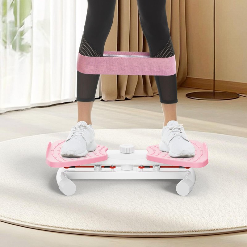 Zieuyend Waist Twister Machine Exercise Fitness Tool - 300 lbs Capacity Exercise Ab Twist Board with Resistance Bands, Core Trainer Belly Fat Burner, Noiseless Waist Sculptor with Foot Massage for Home Gym (Red)