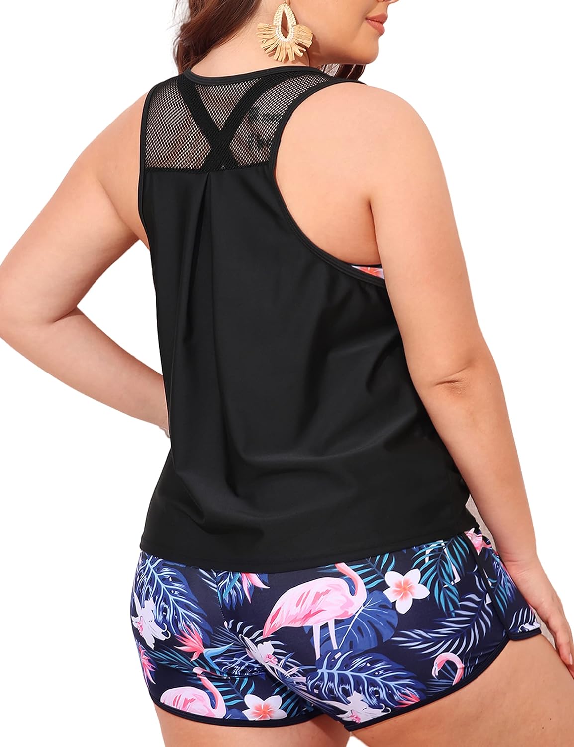 NIeyook Plus Size 3-Piece Tankini Swimsuit - Athletic Bathing Suit with Boy Shorts & Sports Bra