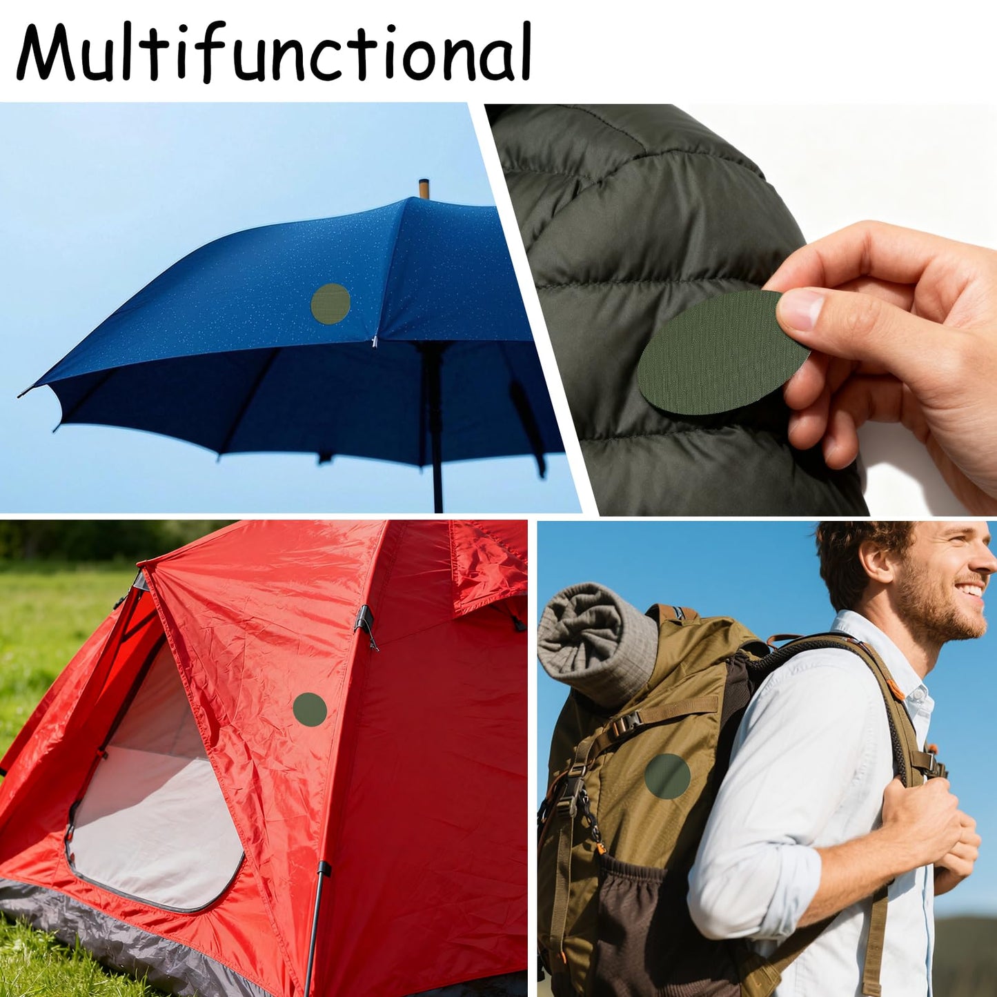 SYLVASS 12PCS Down Jacket Repair Patch, Waterproof Self-Adhesive Nylon Patches for Puffer Jackets, Tents, Sleeping Bags, Raincoats (Army Green)