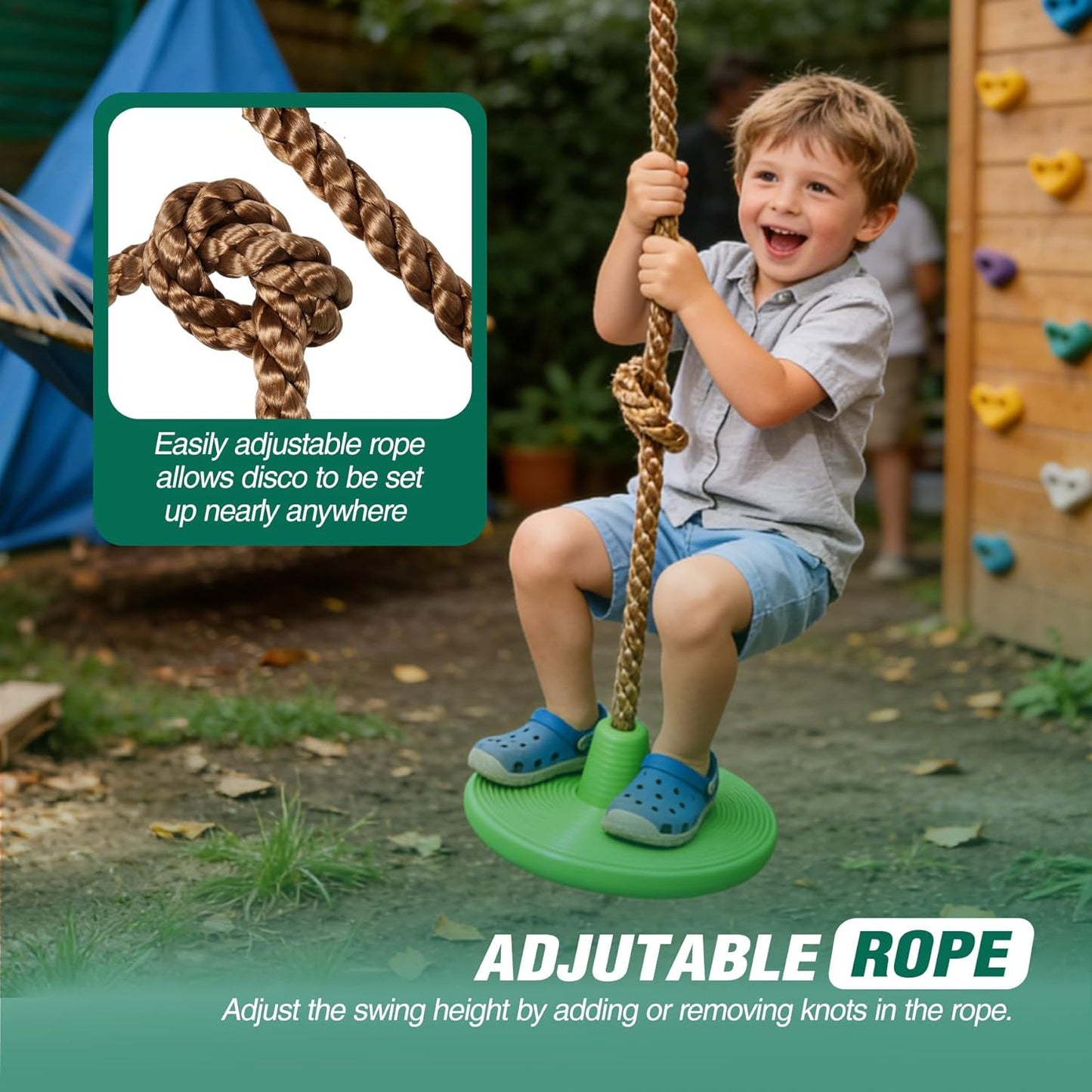 REDCAMP Climbing Rope Swings - Heavy Duty Plastic Disc Swing Seat for Kids & Adults | Green, 2 Pack
