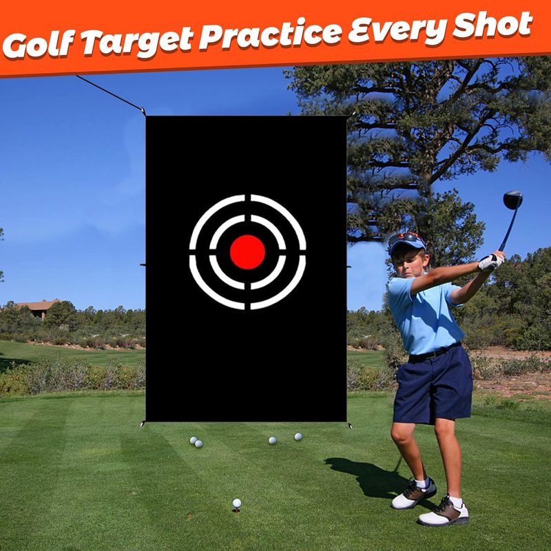 Gulfmore Golf Target Cloth - 5x3FT Durable Net Target with Hitting Range for Accuracy Practice - Portable for Home & Backyard Golf Training Players