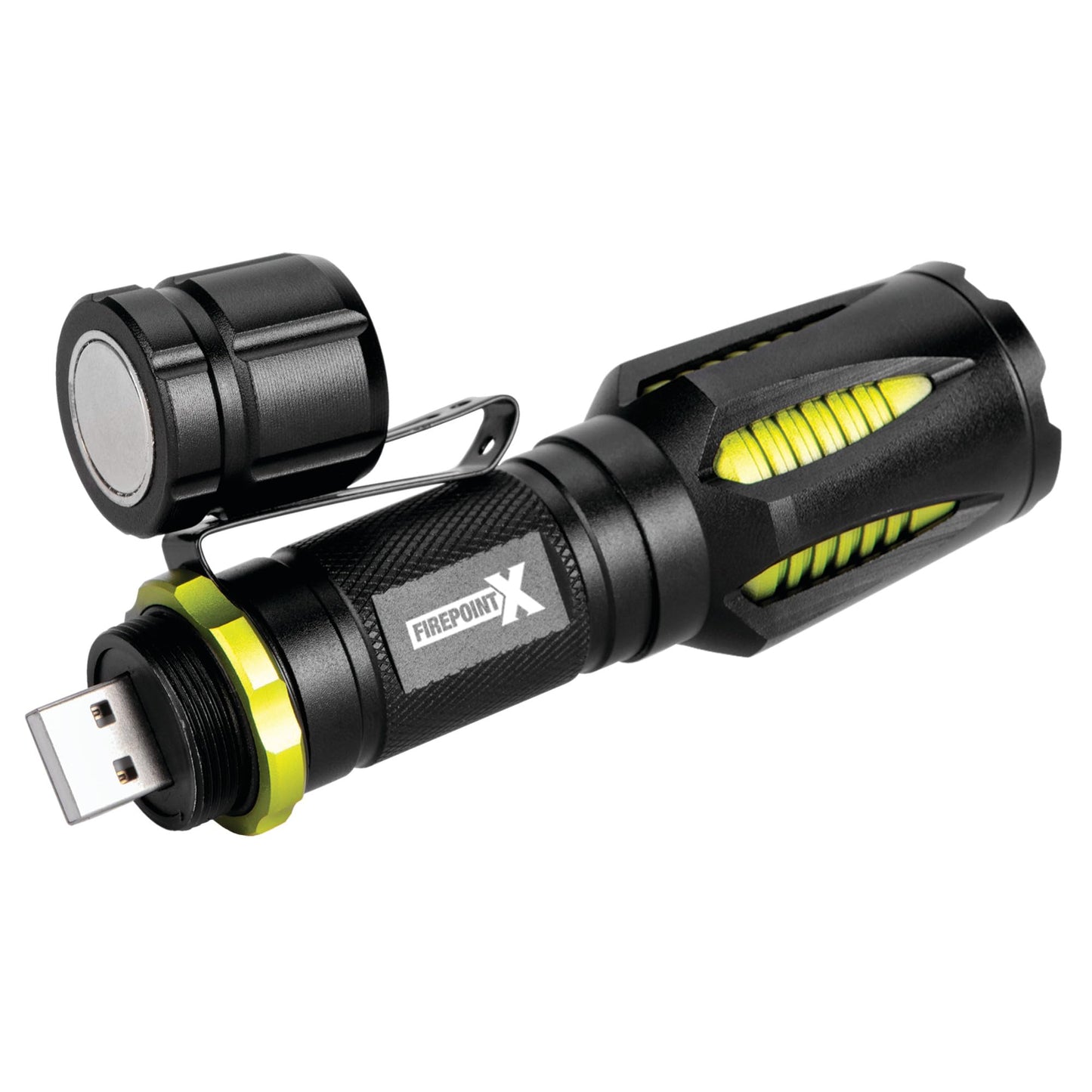 Performance Tool W2668 418 lumens Firepoint X USB Flashlight, Super Bright Seoul LEDs, tactical aluminum housing and magnetic base