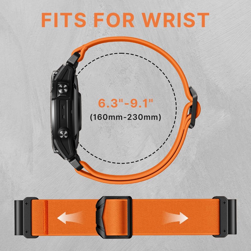 Bandletic Compatible with Garmin Fenix 8 47mm Band, Stretchy Nylon Quick Fit Strap for Instinct E&3 45mm/2/Fenix E/8 47mm/7/6/5/Forerunner 965/955/Epix 2/Approach S70 47mm/Tactix & Quatix 8-47mm