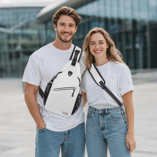 MOSISO Sling Backpack, Multipurpose Crossbody Shoulder Bag Travel Hiking Daypack, Ivory White, Medium