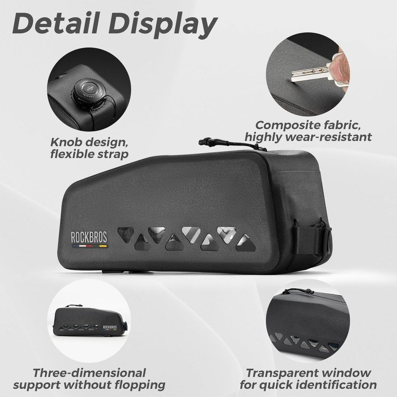 ROCKBROS Top Tube Bike Bag Waterproof Bike Frame Bag Lightweight Buckle Lock Design TPU Material Top Tube Bag Easy Install Cycling Top Tube Front Frame Pack 1L Capacity