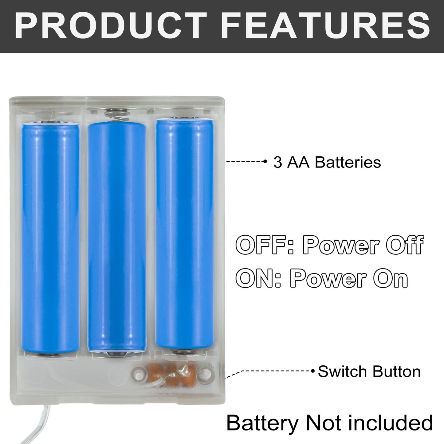 (2 PCS) Portable USB Battery Pack for 5V LED Neon Signs – Battery Operated Power Supply Converter for Plug-in 5V LED Lights, Ideal for Indoor & Outdoor Use (Transparent)