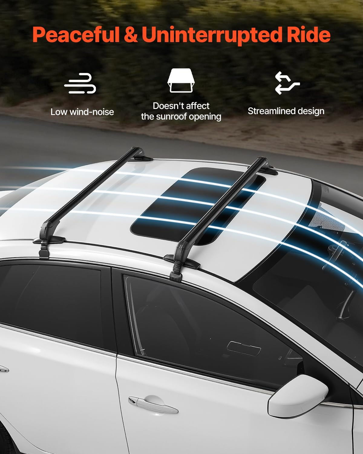 VEVOR Roof Rack Cross Bars, Universal Fit for Naked Roofs Without Raised Rails/Flush Rail/Black Moldings, 165 LBS Capacity, Lockable Heavy Duty Aluminum Crossbar Racks Roof Rail Rooftop Luggage Canoe