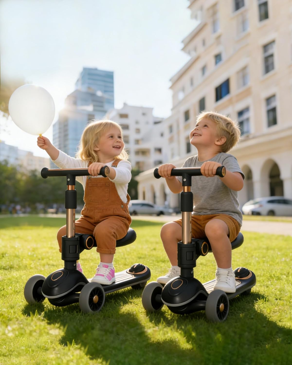 Skiennix 2-in-1 Toddler Scooter - Sit-to-Stand Design for Kids Ages 2–5 | Adjustable Handlebars & Light-Up Wheels