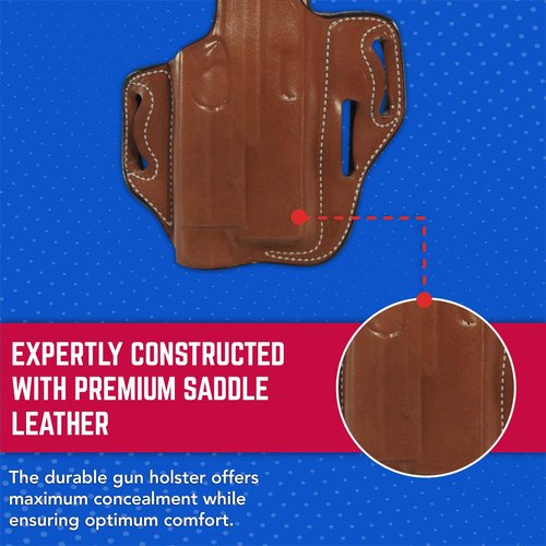 DeSantis Tac-Lite OWB Leather Pistol Holster - Leather Holster for Pistols, Belt Slide Holster, Compatible with GLOCK 19, 23, 32 w/ Streamlight TLR-7, TLR-8 - Right Hand Draw, Tan