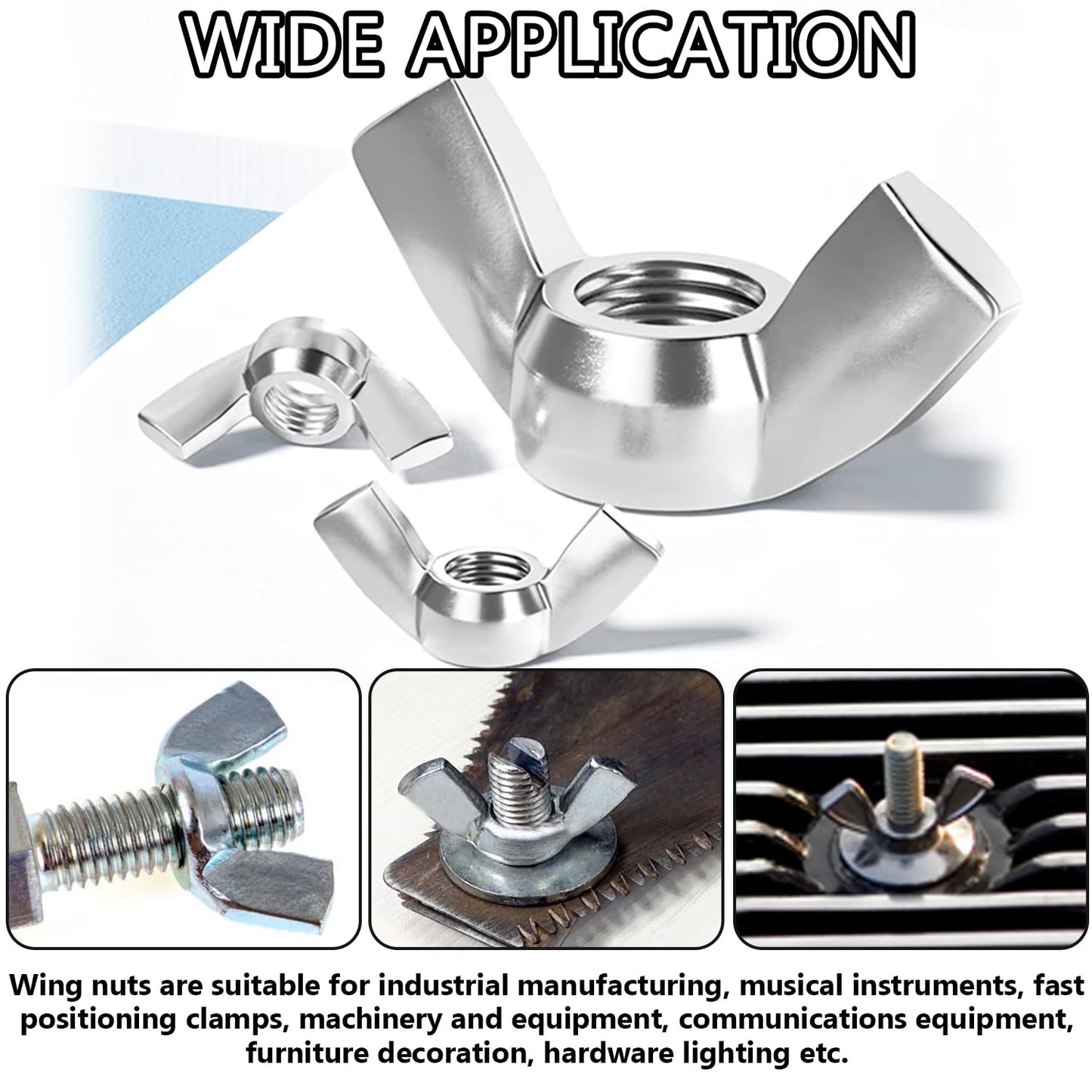 Aienxn 35PCS SAE Sizes Wing Nuts Assortment Kit, 304 Stainless Steel 1/4"-20, 5/16"-18, 3/8"-16, Parts Butterfly Wing Nut, Wingnuts Fasteners