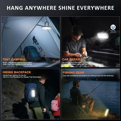 Camping Lantern LED Rechargeable - up to 120+ Hours, 10000mAh Portable Camping Lights with Redlight &12 Light Modes, LCD Display, Dimmable, Waterproof, Camping Lanterns for Power Outages, Hurricane