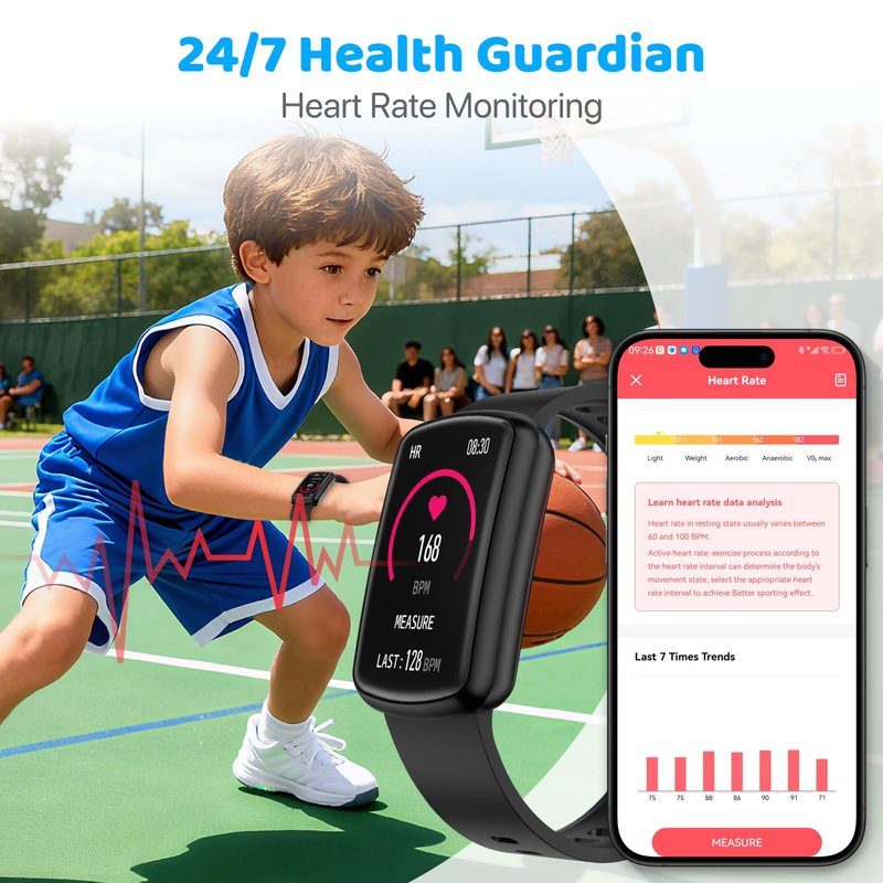 afoloery Smart Watch for Kids, Heart Rate, Sleep Monitor, Activity Tracker, Pedometer, IP68 Waterproof, Long Standby, Kids Fitness Tracker Watch for Boys Girls Ages 5-15 Birthday Gifts (Black)
