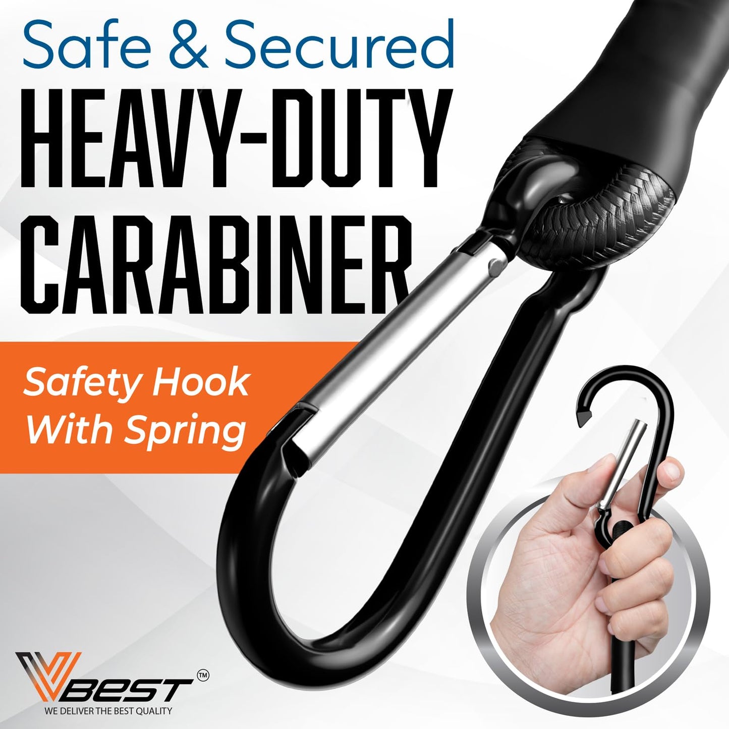 VBEST 6 Piece Bungee Cords with Hooks 36 Inch - 3ft Srong Heavy Duty Outdoor Black Bungee Cords with Carabiner Clips