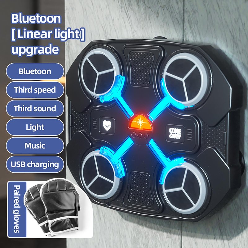 AiliveSun Kids Music Punching Ball - Smart Wall Mounted Boxing Trainer with LED Lights & Music Games, Fun Home Fitness Equipment for Children, Ideal Gift for Active Kids (Black)
