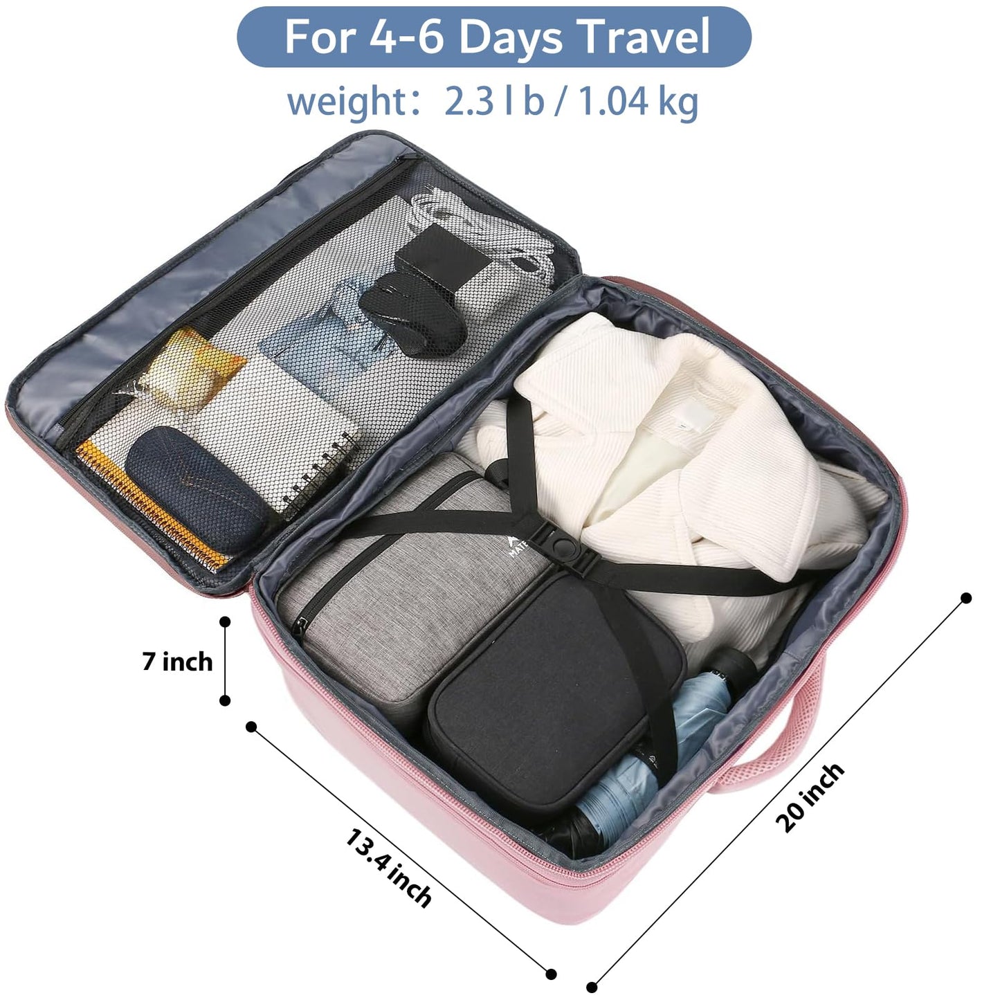 MATEIN 45L Womens Travel Backpack, Extra Large Carryon Backpack Fits Overhead Bin, Cute Weekender Daypack for Travel on Airplane, Traveling Accessories for Women, Pink