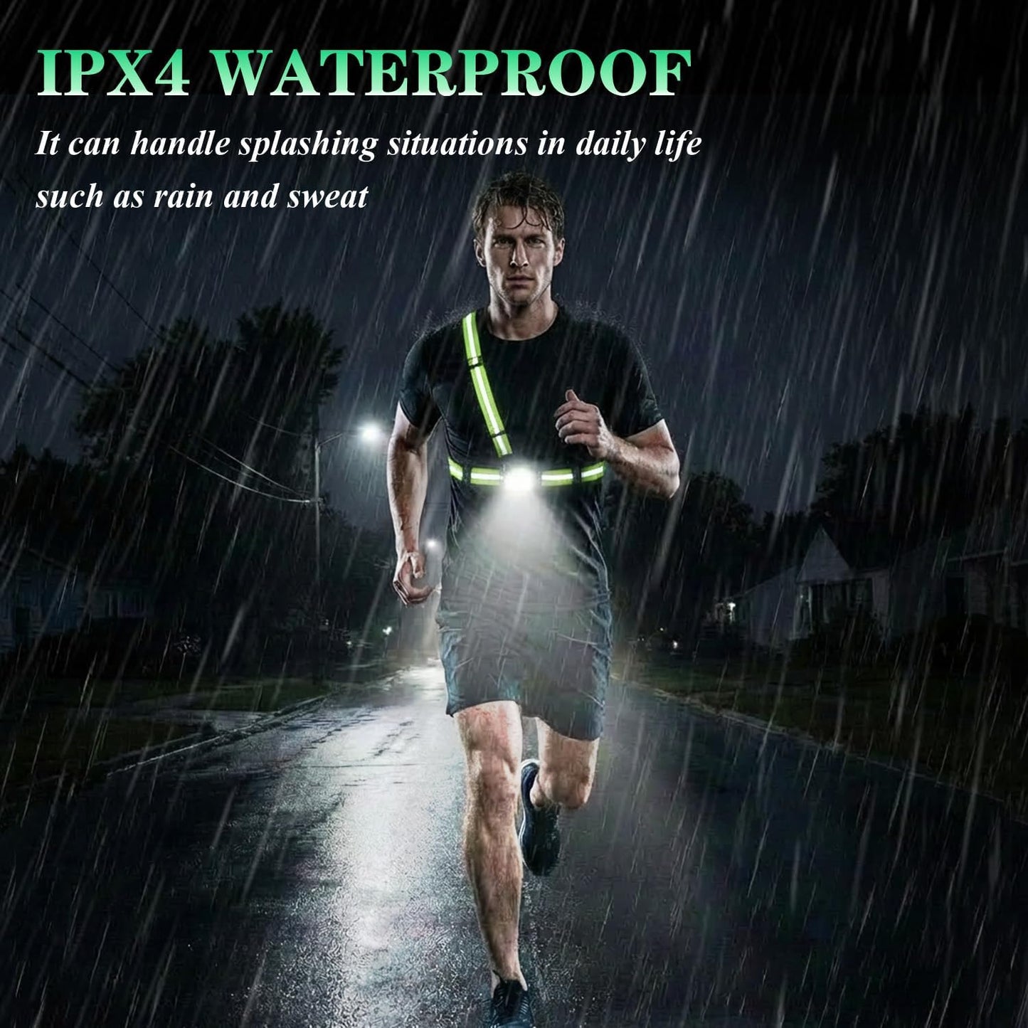 Skiennix Running Lights - 360° High Visibility Rechargeable Vest with Rear Red Warning Light | IPX4 Waterproof