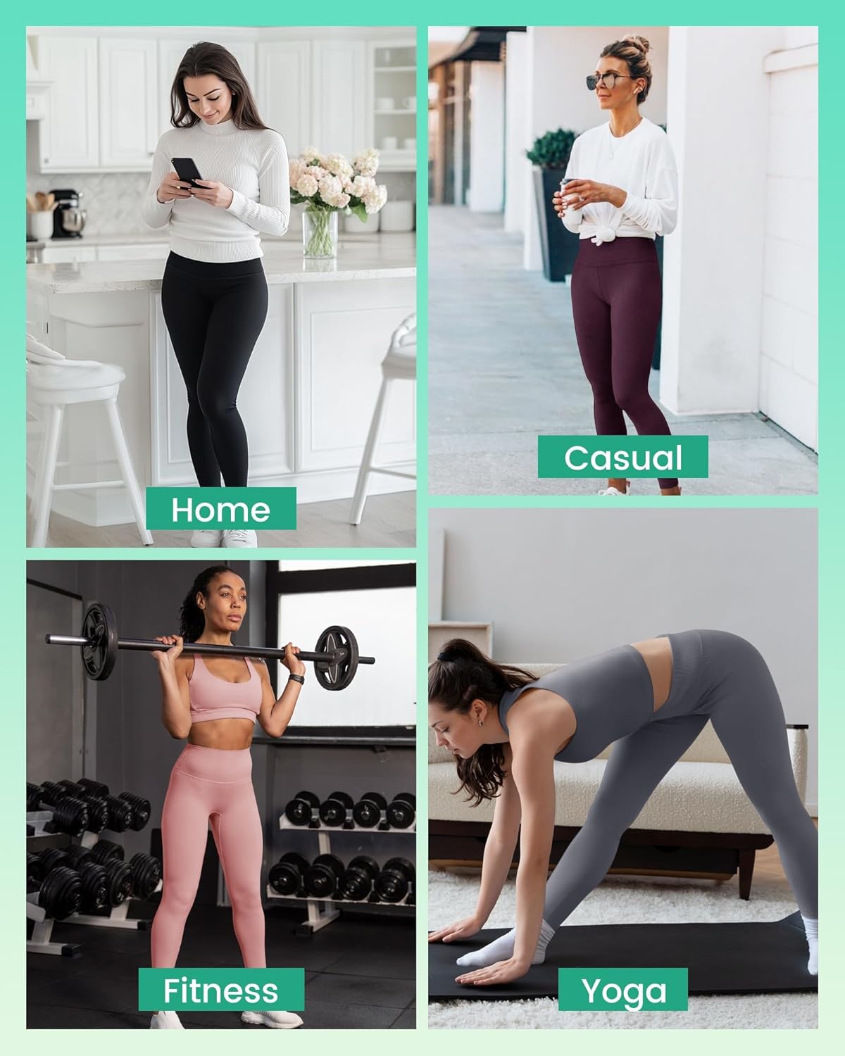 TNNZEET Leggings for Women - Black High-Waisted Tummy Control Yoga Pants with Pockets | 3-Pack Set