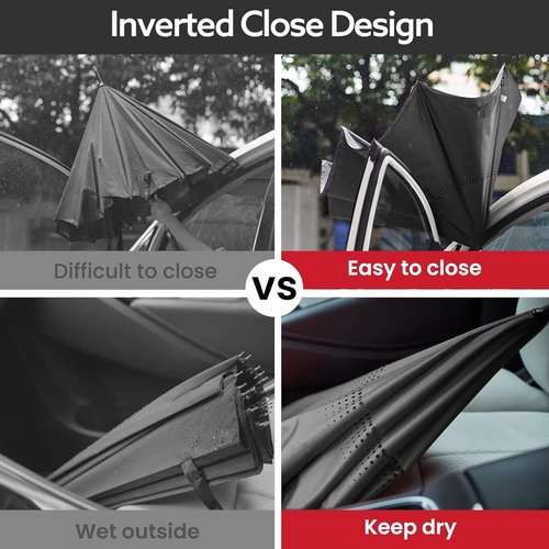 G4Free Inverted Reverse Umbrella - Windproof Double Layer with C-Shaped Handle | 48/62 Inch for Men & Women