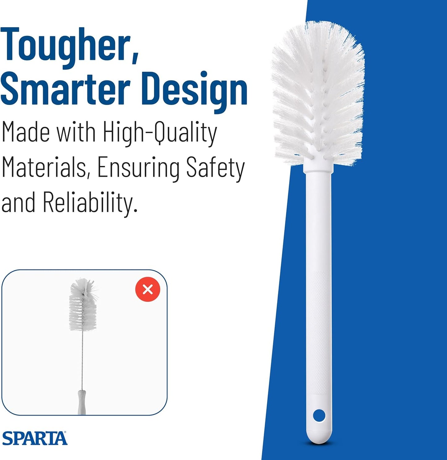 SPARTA Plastic Household Dish Brush - Lightweight & Break-Resistant Cleaning Tool | 11 Inches, White