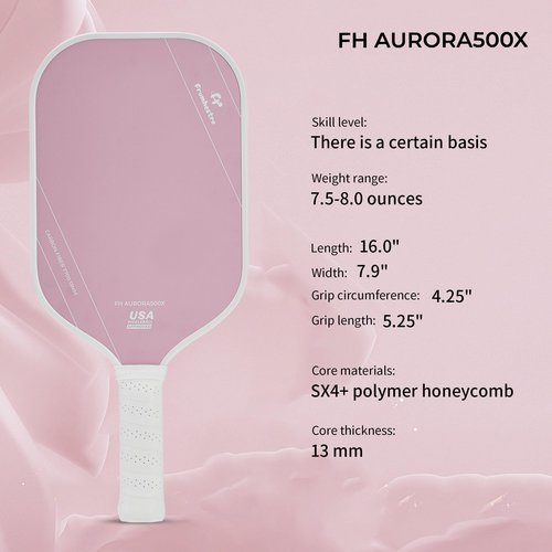 FH-500 T700 Pickleball Racket, 14MM Thick Two-Handed Offensive Pickleball Racket, Speed and Control (Pink)