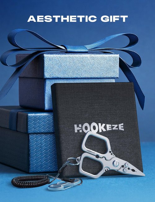 HOOK-EZE Fishing Pliers - Saltwater Resistant Scissors & Tungsten Cutters | Knot Tying Tool with Lanyard