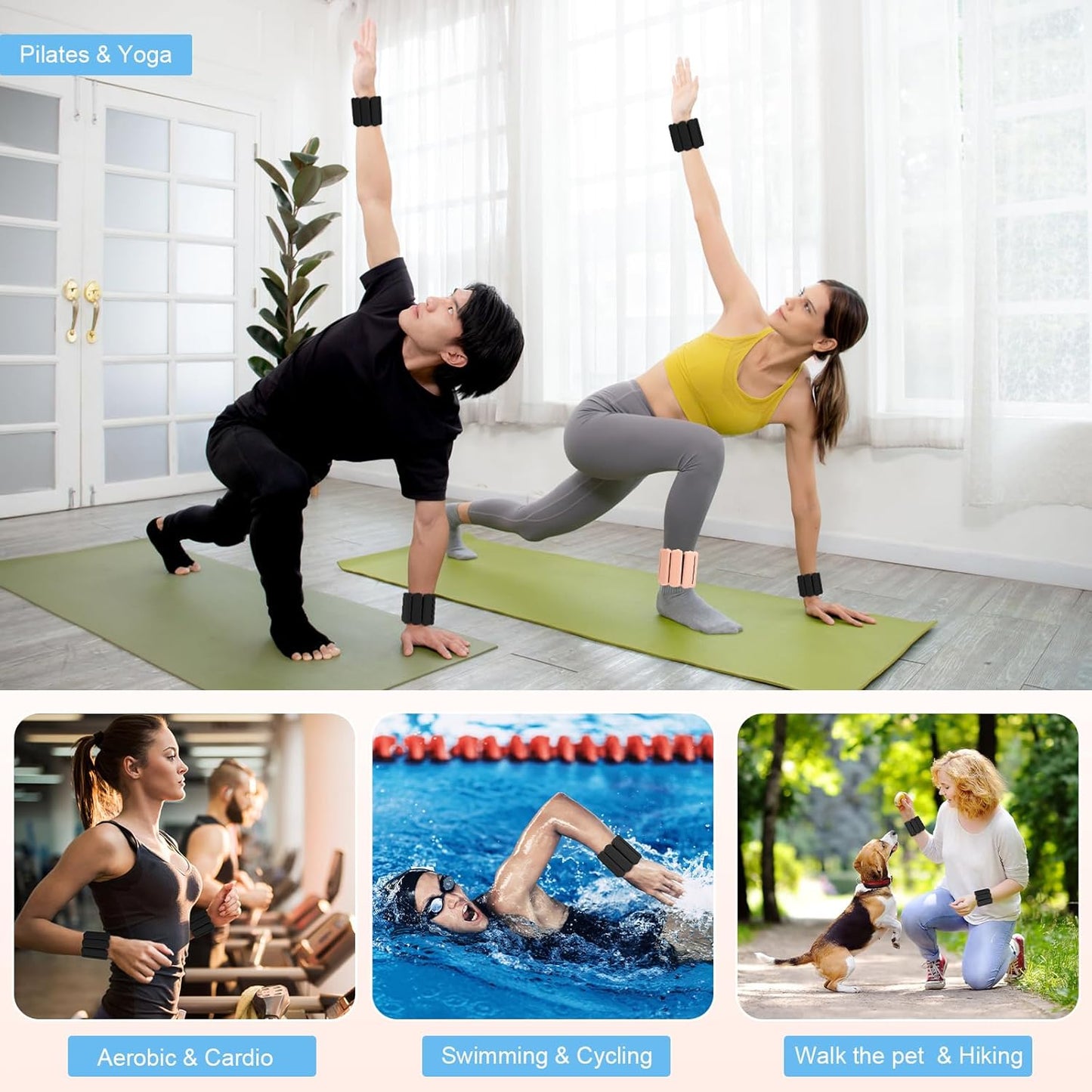 Skiennix Wrist Weights Set - Adjustable Arm & Leg Weights for Walking, Yoga, Gym | 2lb