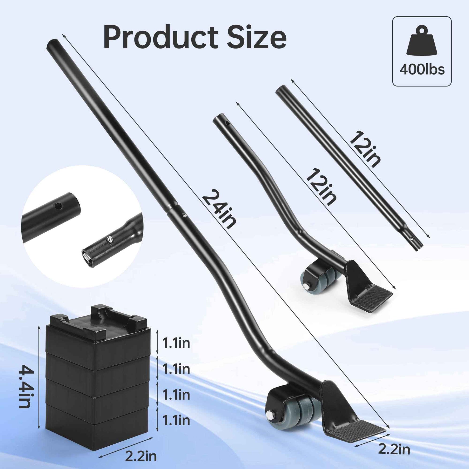 Furniture Lifter Tool, Appliance Lifter, Save 80% Effort, Lift Up to 400 Pounds Heavy Items, Furniture Lifter Jack for Heavy Furniture Appliance, Safely and Easily Lifting Furniture and Appliances