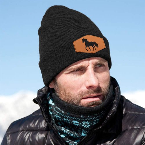 Jiaazerd Horse Beanie Hat for Men Women, Warm Winter Knit Cap Black