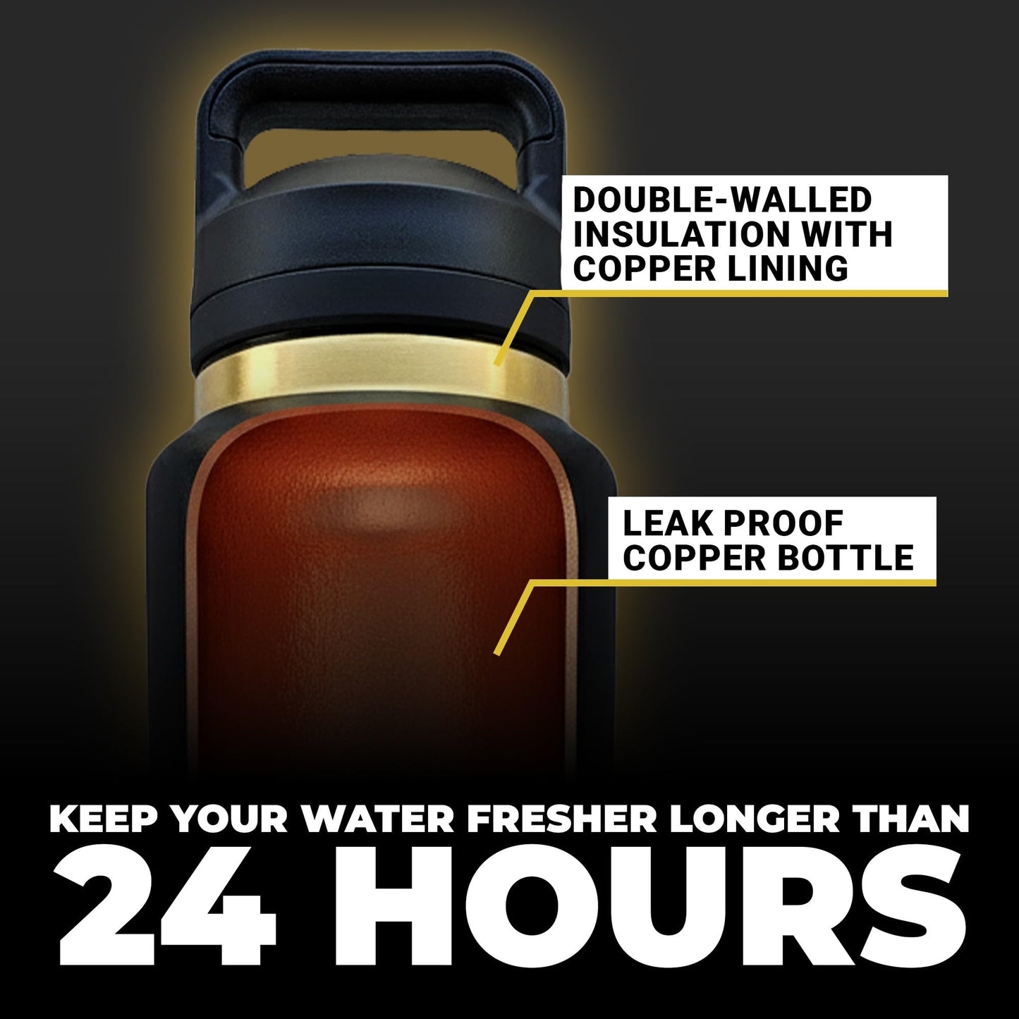cuprumqua copper infused Water Bottle (black)