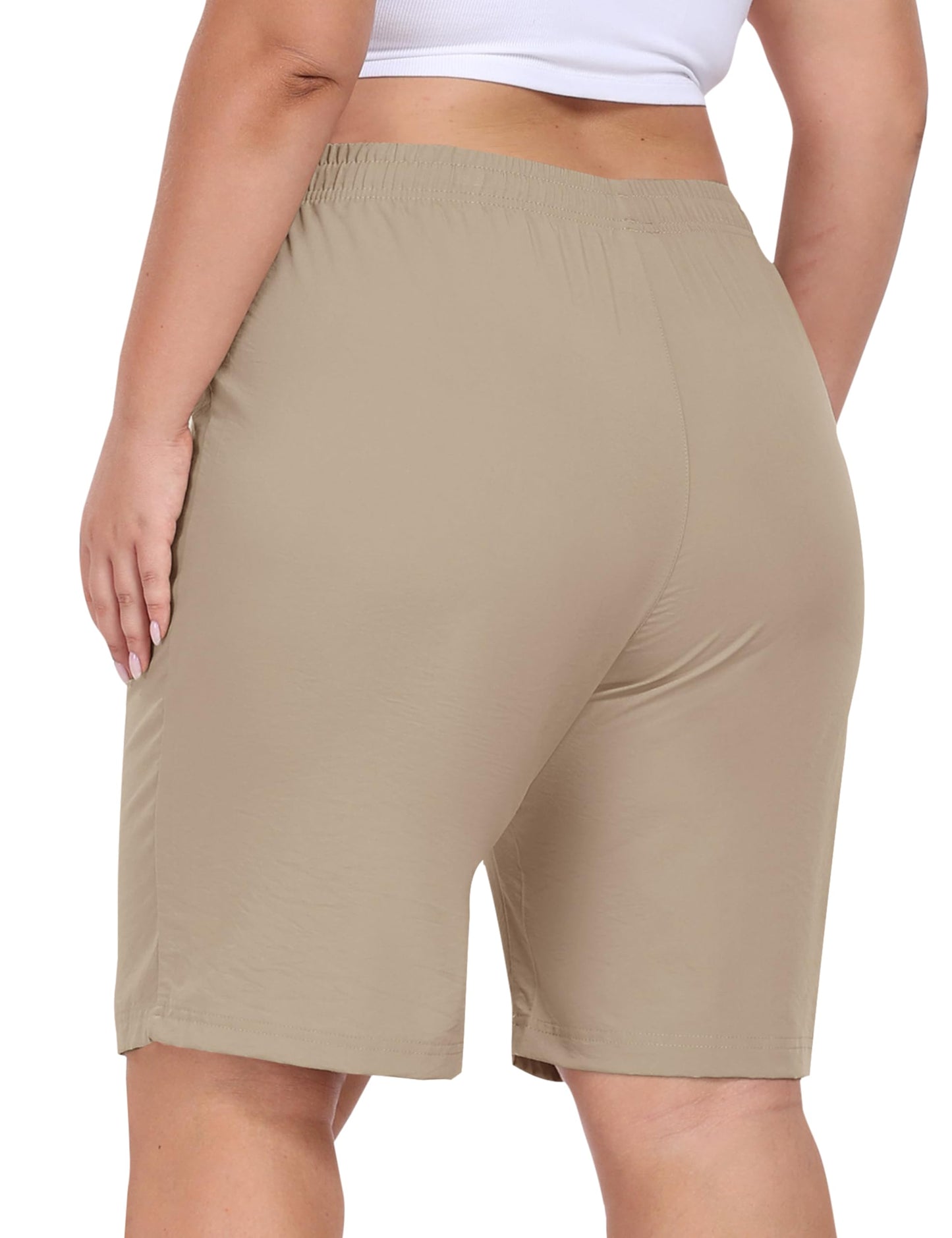 MoFiz Women's Plus Size Cargo Shorts Quick Dry Lightweight Summer Hiking Shorts for Women Athletic Shorts Khaki 2XL