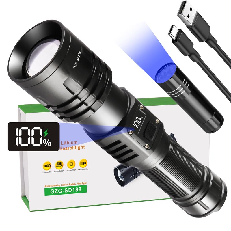 Rechargeable LED Flashlights 10000.00 High Lumens,𝟐𝟎𝟐𝟔 𝐍𝐞𝐰 High Powered Waterproof Tactical Flashlight Spotlight Flashlight for Home, Bright Flashlight Black for Outdoor Camping Emergency