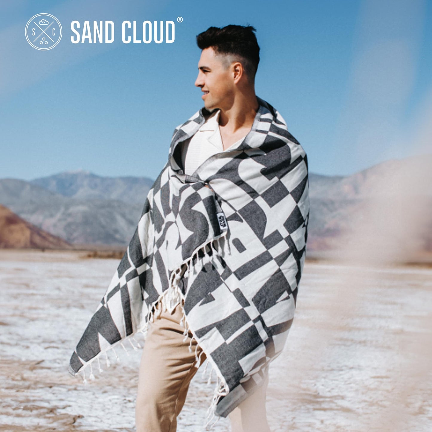 Sand Cloud Turkish Beach Towel - Sand Resistant - 100% Certified Organic Turkish Cotton Yarn - Quick Dry Towel for Beach, Picnic, Blanket or Bath - As Seen on Shark Tank