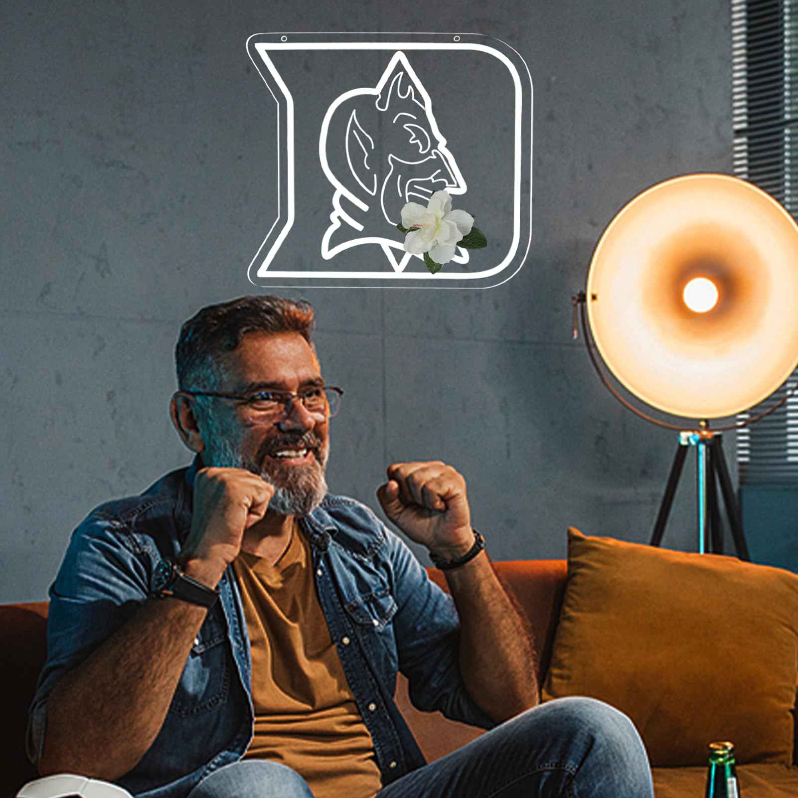 HUIKWAN University Team Logo Neon Sign，Neon Light LED Sign for Sports Fans Gifts USB Powered Neon Wall Sign Dimmable for Man Cave Sports Studio Wall Art