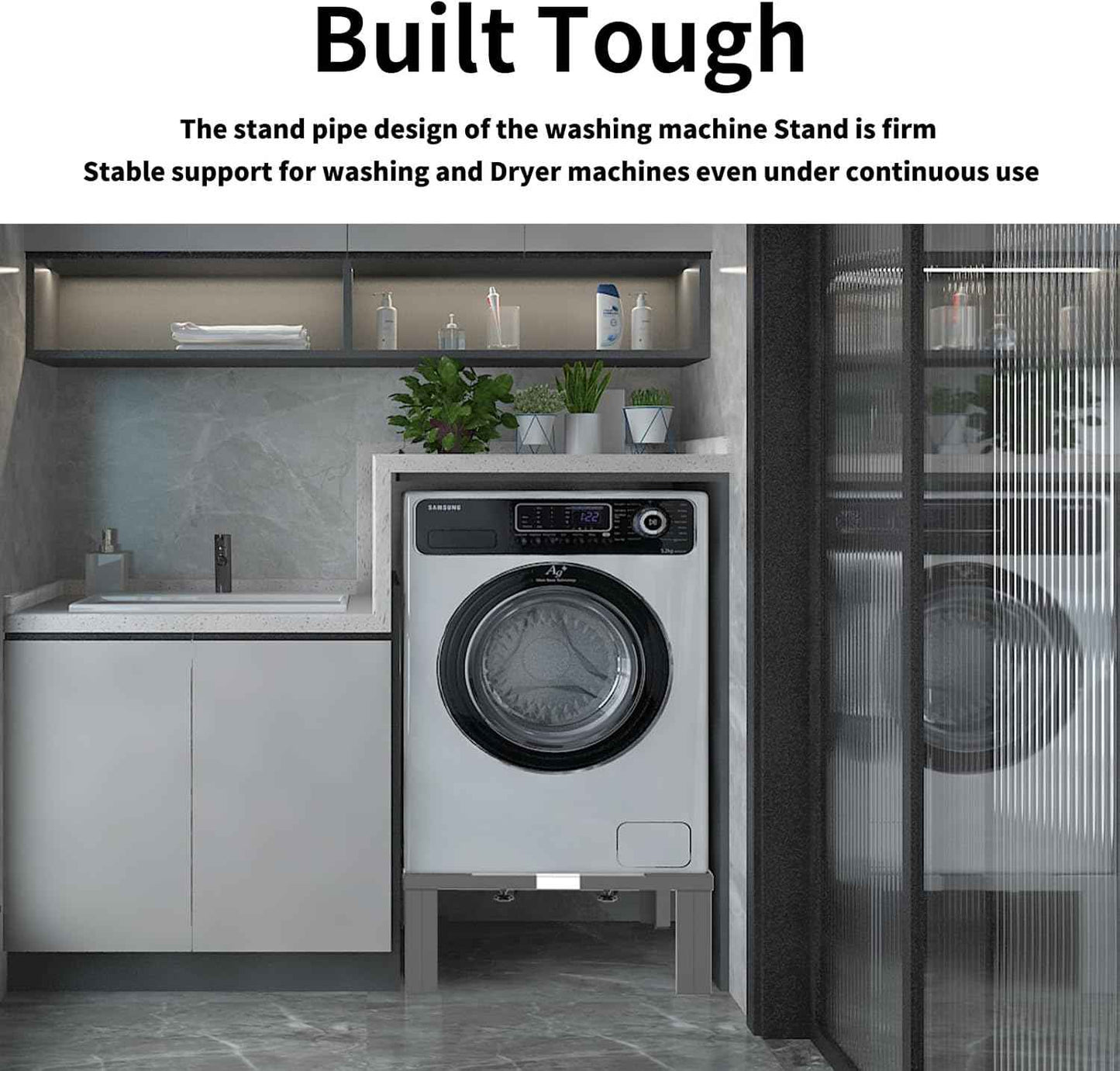 Heavy Duty Stainless Steel Mini Fridge & Washer Dryer Stand with 4 Strong Feet - Universal Appliance Base (Large)