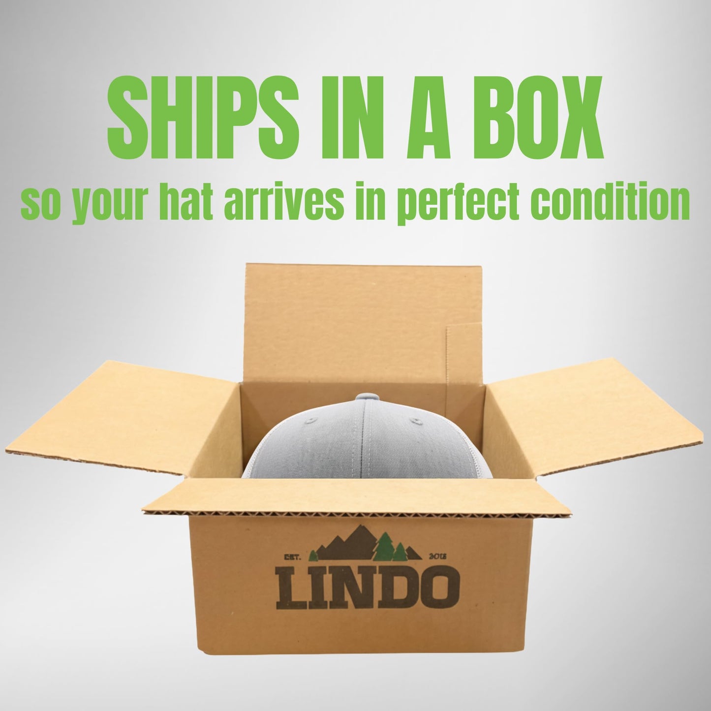 LINDO Trucker Hat [ Palm Tree - Heather White w/Green ]